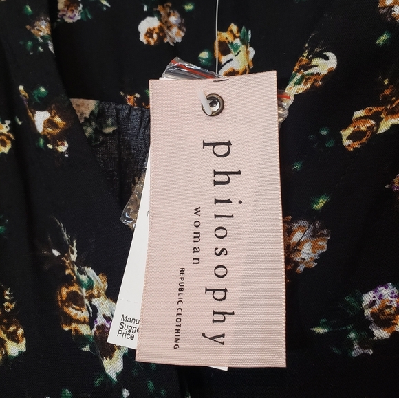 Philosophy Woman Viscose Floral Print Blouse Black Yellow White Size 3X - Picture 2 of 16